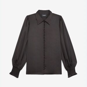 The Kooples FLOWING BLACK SHIRT WITH SMOCKED
CUFFS Size 2